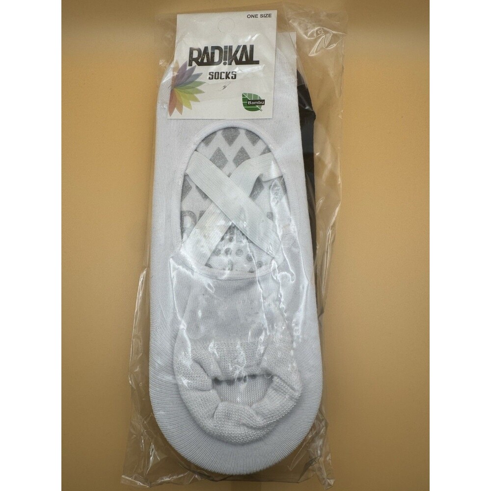 Radikal Women's Pilates Yoga Socks 2 Pack Black White Non-Slip Grip Barre Dance